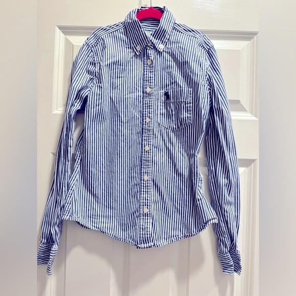 Abercrombie Kids EUC Sz S Blue Striped Button Down Shirt - Picture 2 of 3